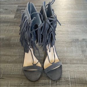 Fringe suede heels